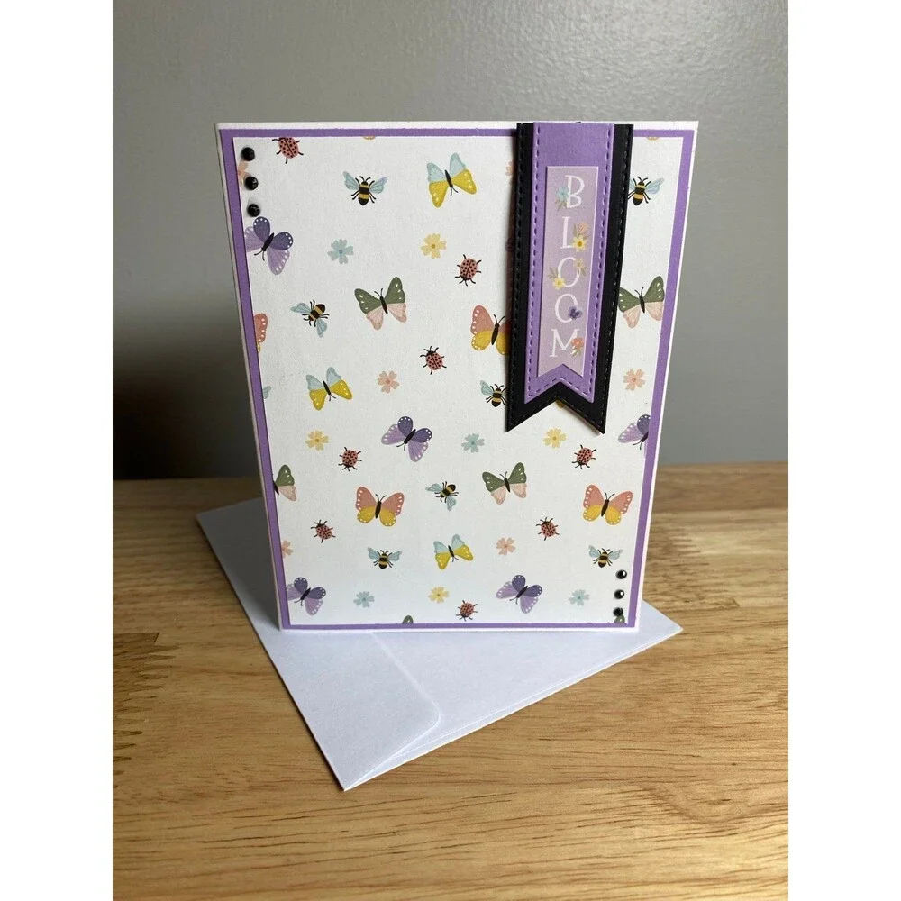 Handmade Spring Greeting Card A2 Floral Card Blank Inside w/ Envelope